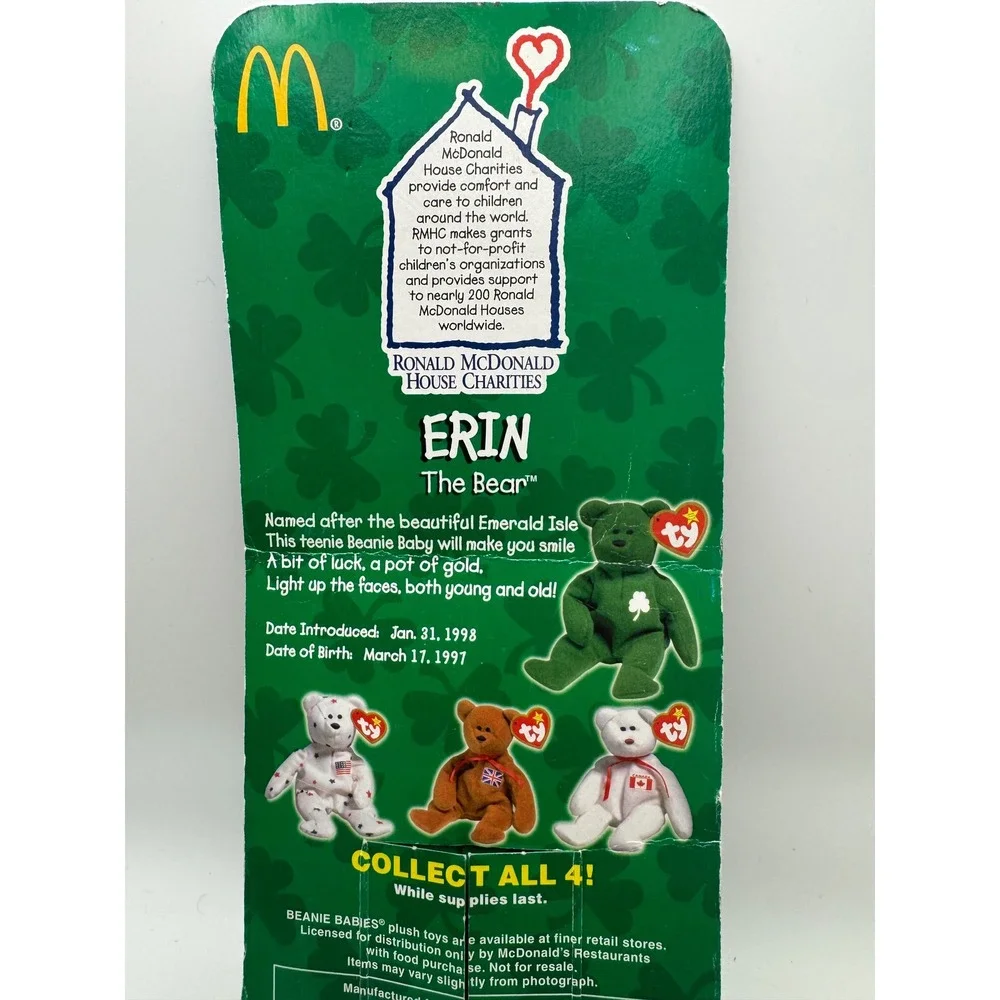 Ty Beanie Babies Erin The Bear‎ Ronald McDonald House Charities with two errors